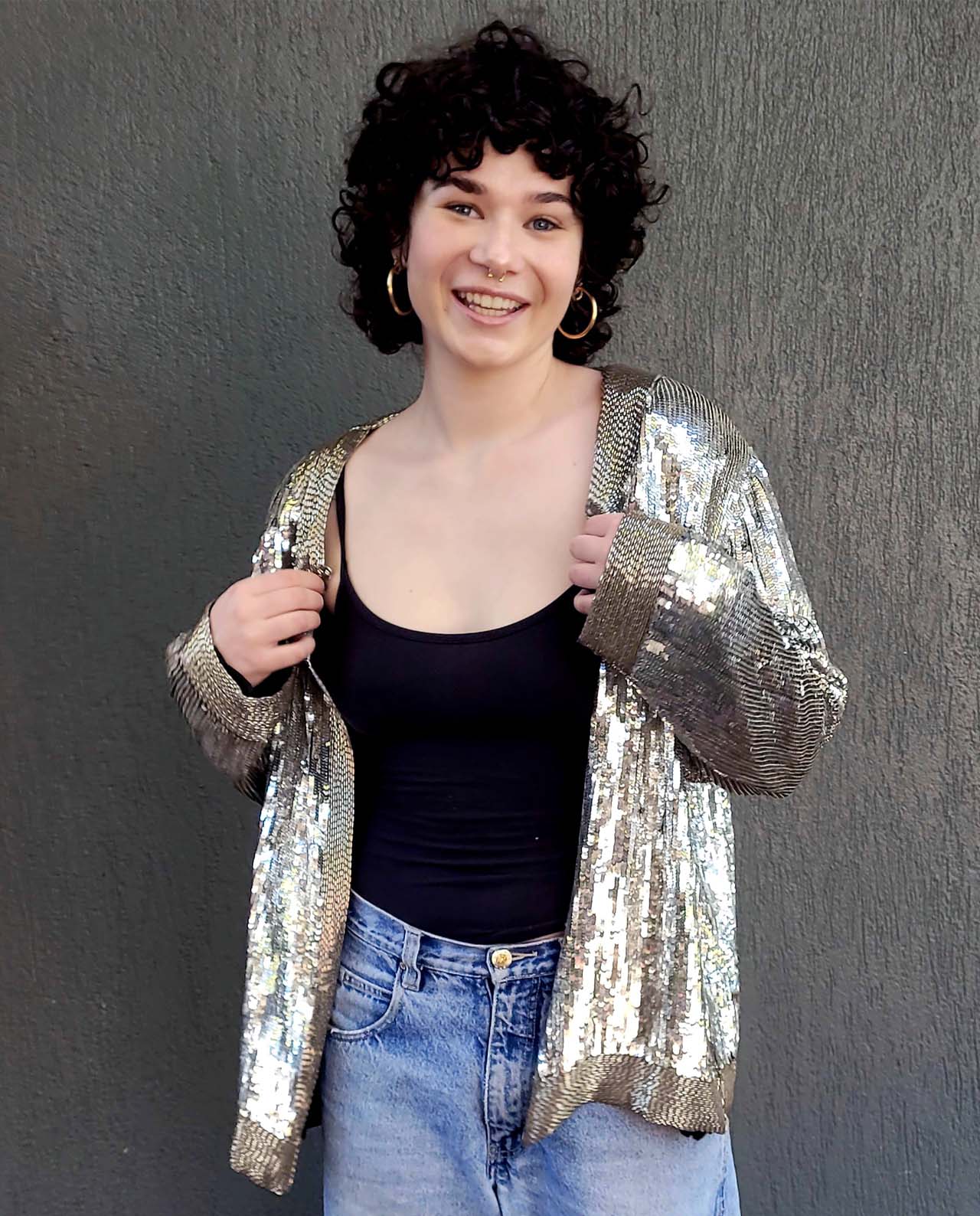80s Lux Silver Sequined Jacket Shop 55 Vintage Clothing Boutique
