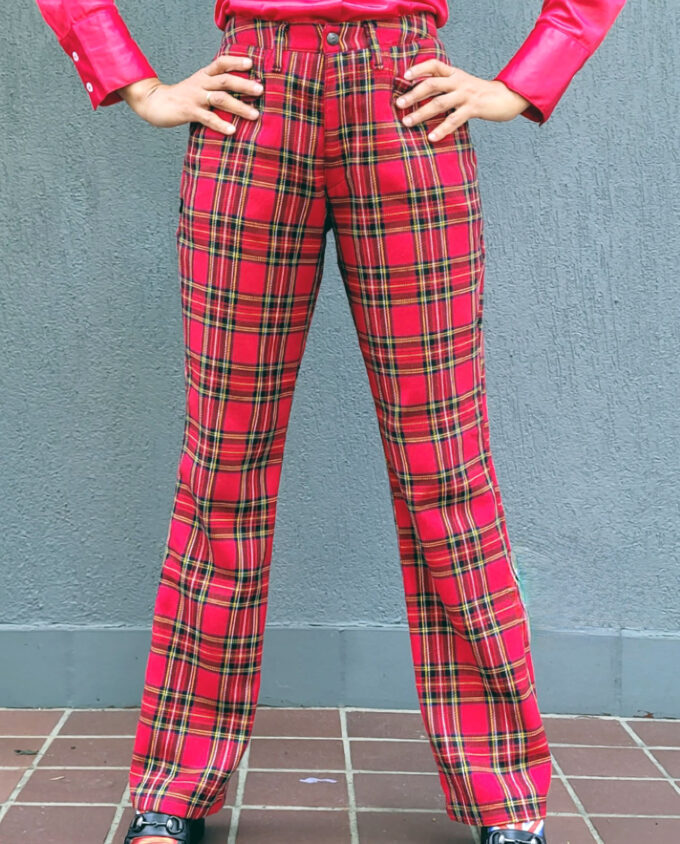 Vintage Tartan Pants by Dangerfield 10-12au - Image 4