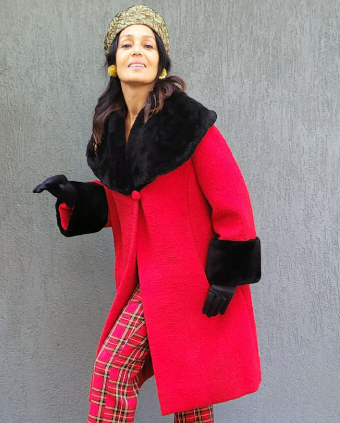 Vintage Red Wool Coat by Jenny Gidding 10-12au - Image 2
