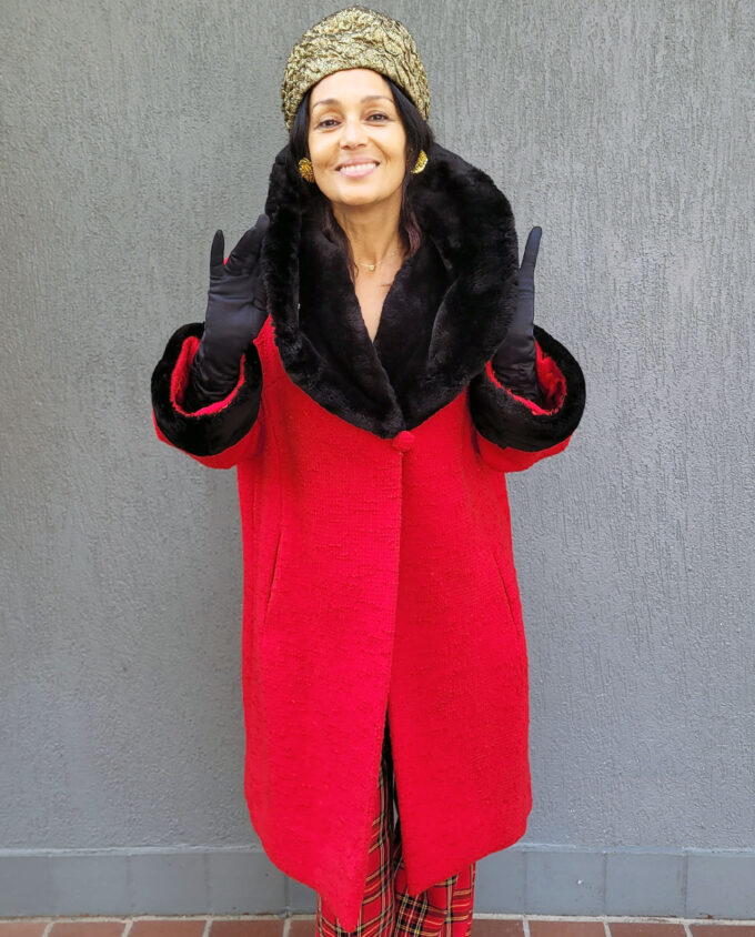 Vintage Red Wool Coat by Jenny Gidding 10-12au - Image 4