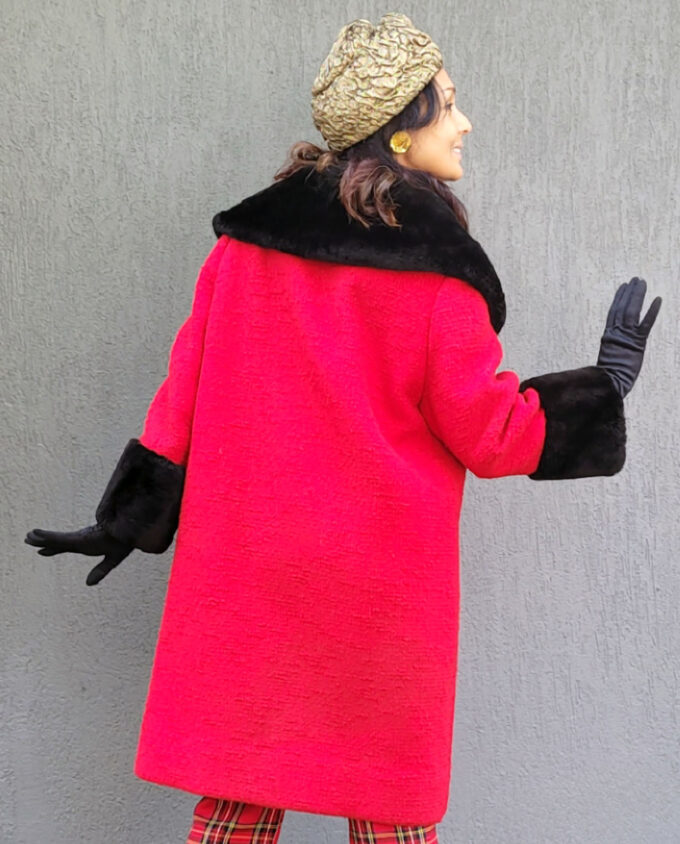 Vintage Red Wool Coat by Jenny Gidding 10-12au - Image 3