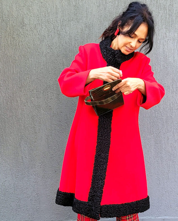 Vintage USA  Red Wool Coat by Risa Diane 10au