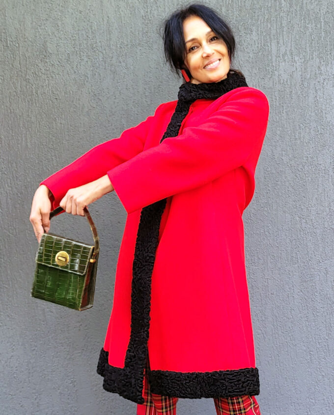 Vintage USA  Red Wool Coat by Risa Diane 10au - Image 3
