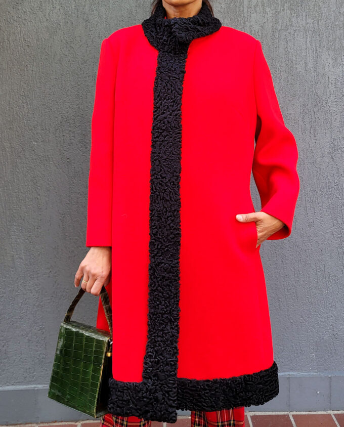 Vintage USA  Red Wool Coat by Risa Diane 10au - Image 2