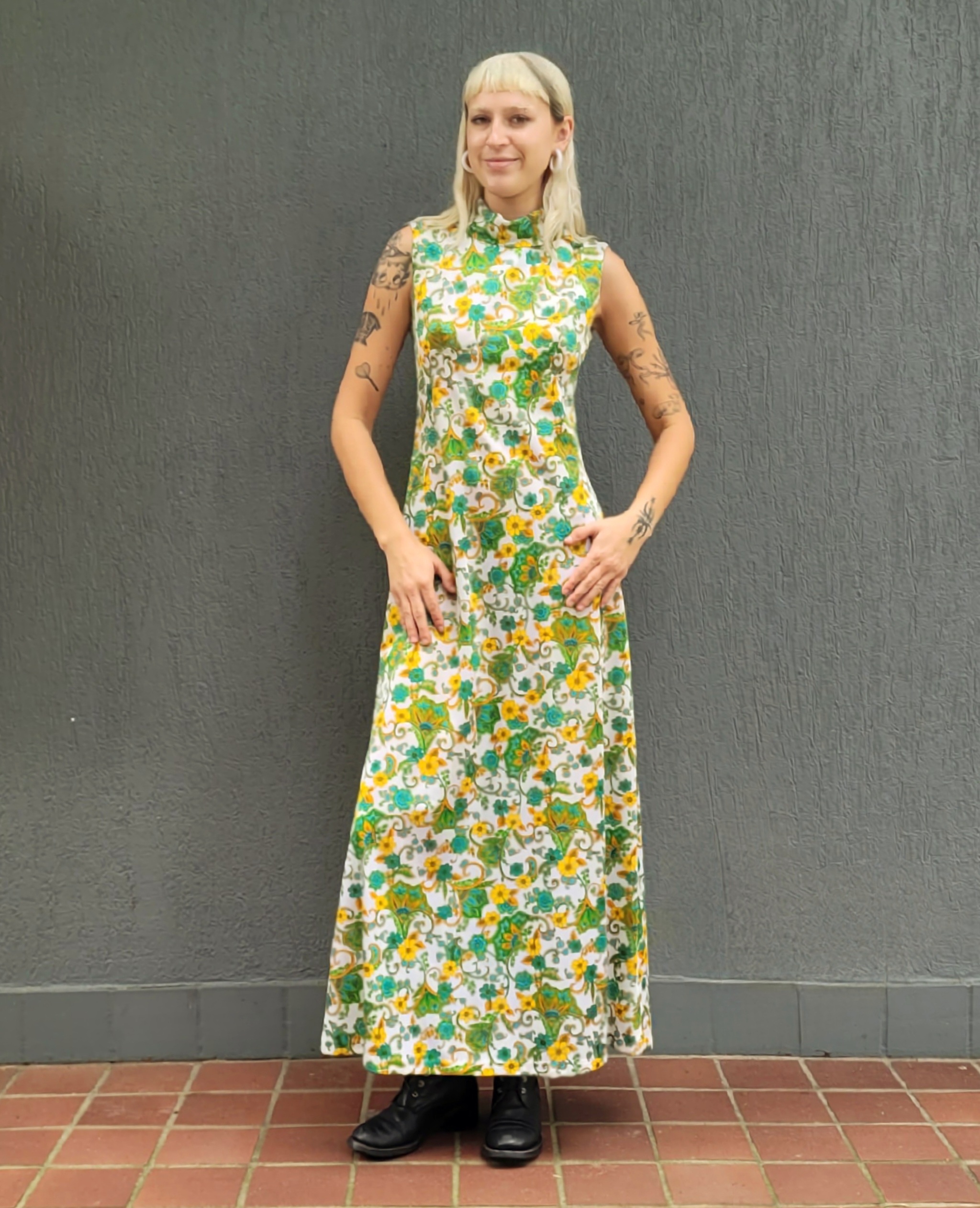 70s Floral Maxi Dress 8-10